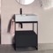 Console Sink Vanity With Ceramic Sink and Matte Black Drawer, 27